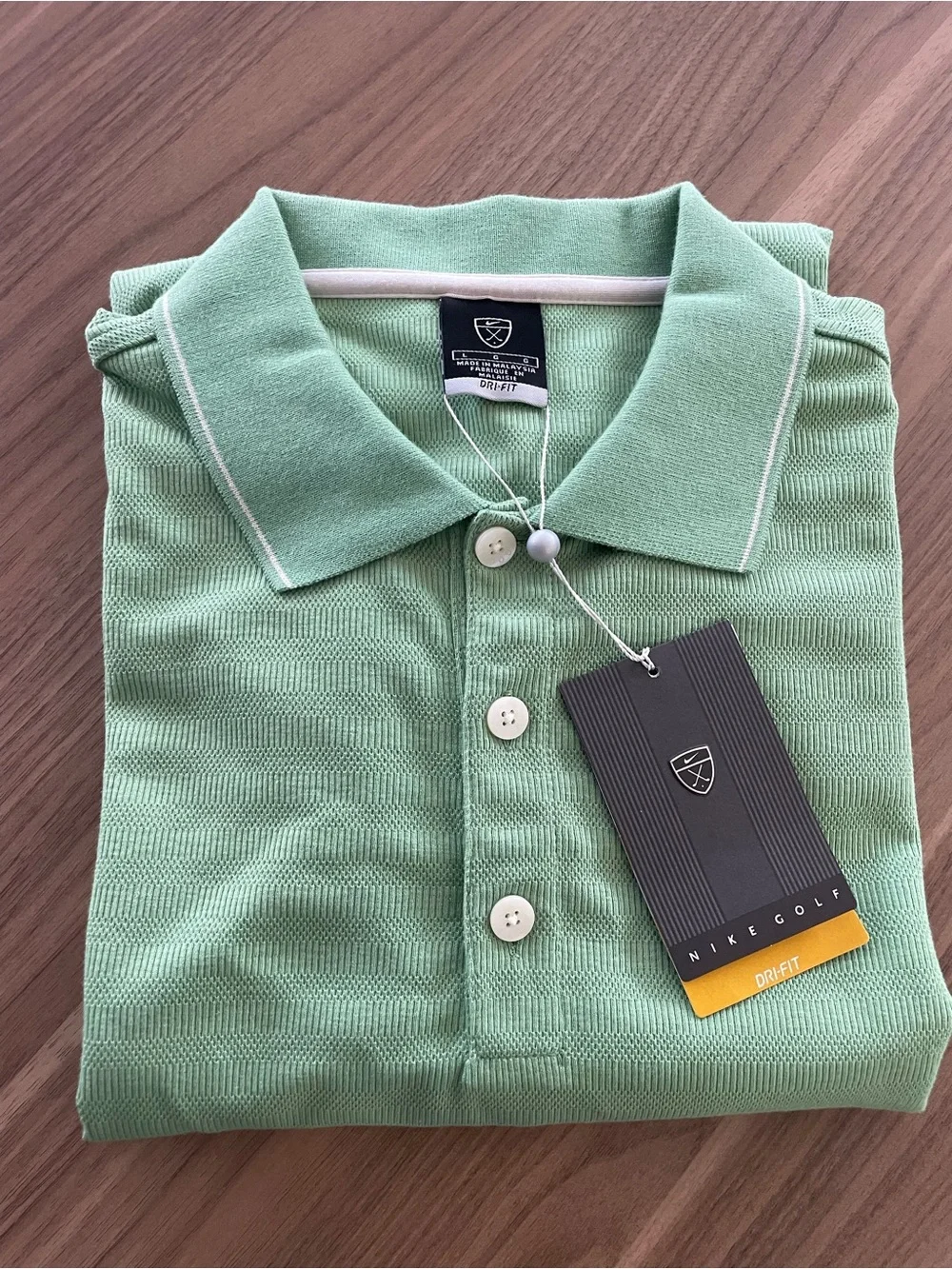 Nike Men’s Light Green Dri-FIT Polo with White Piping